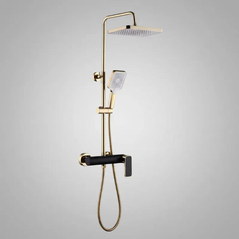 Conjunto de chuveiro quadrado ouro preto
