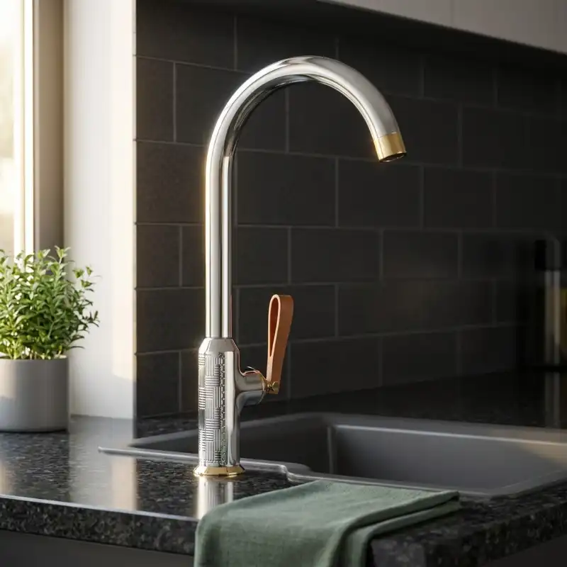 Torneira de cozinha luxuosa de latão de arco alto