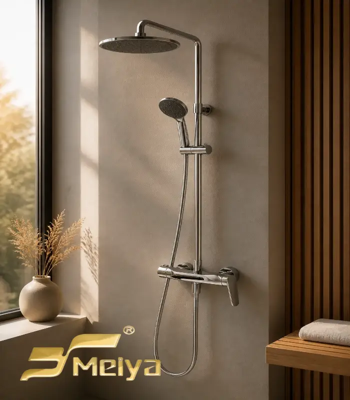 Conjunto moderno de chuveiro de efeito chuva cromado